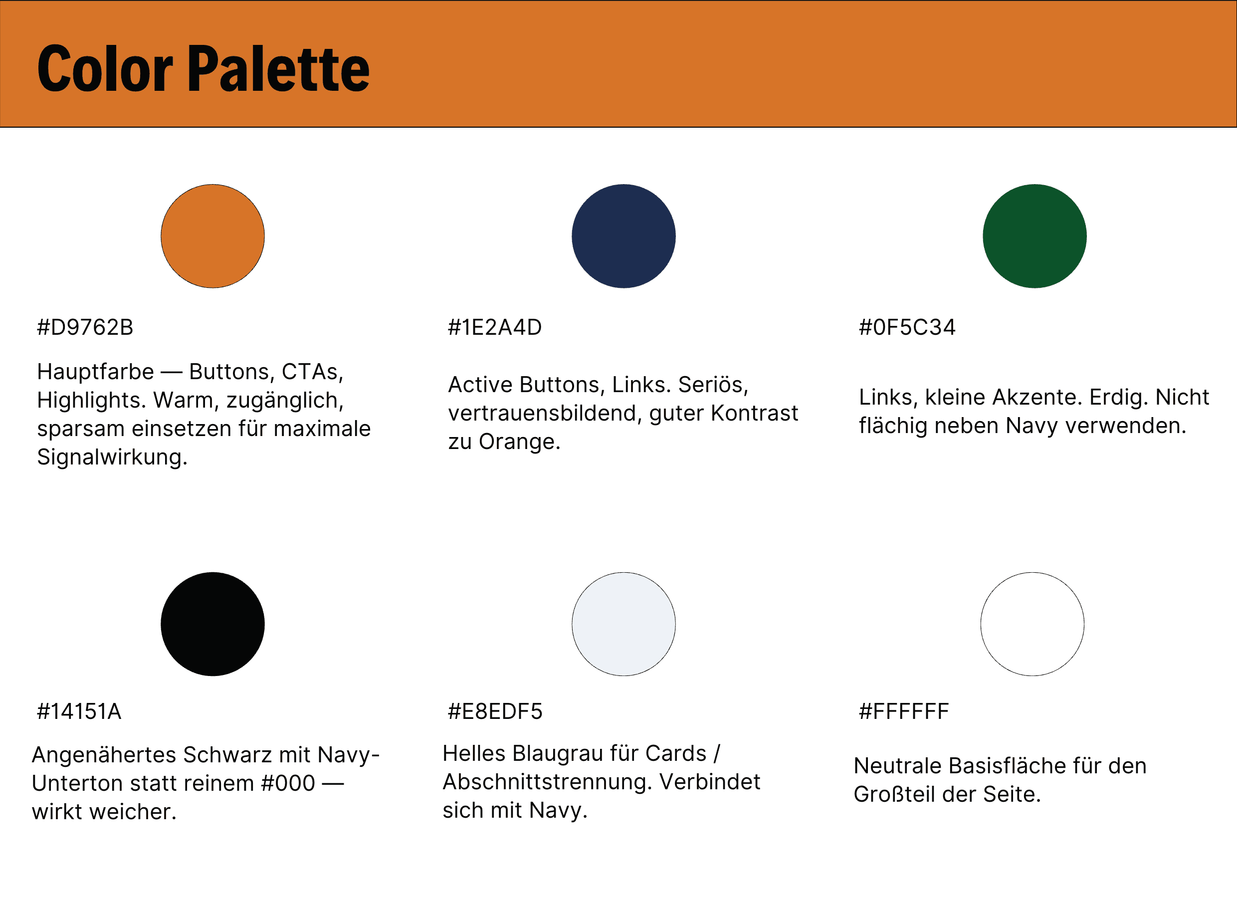Farbpalette für den Kunden Schreinerei Matzer