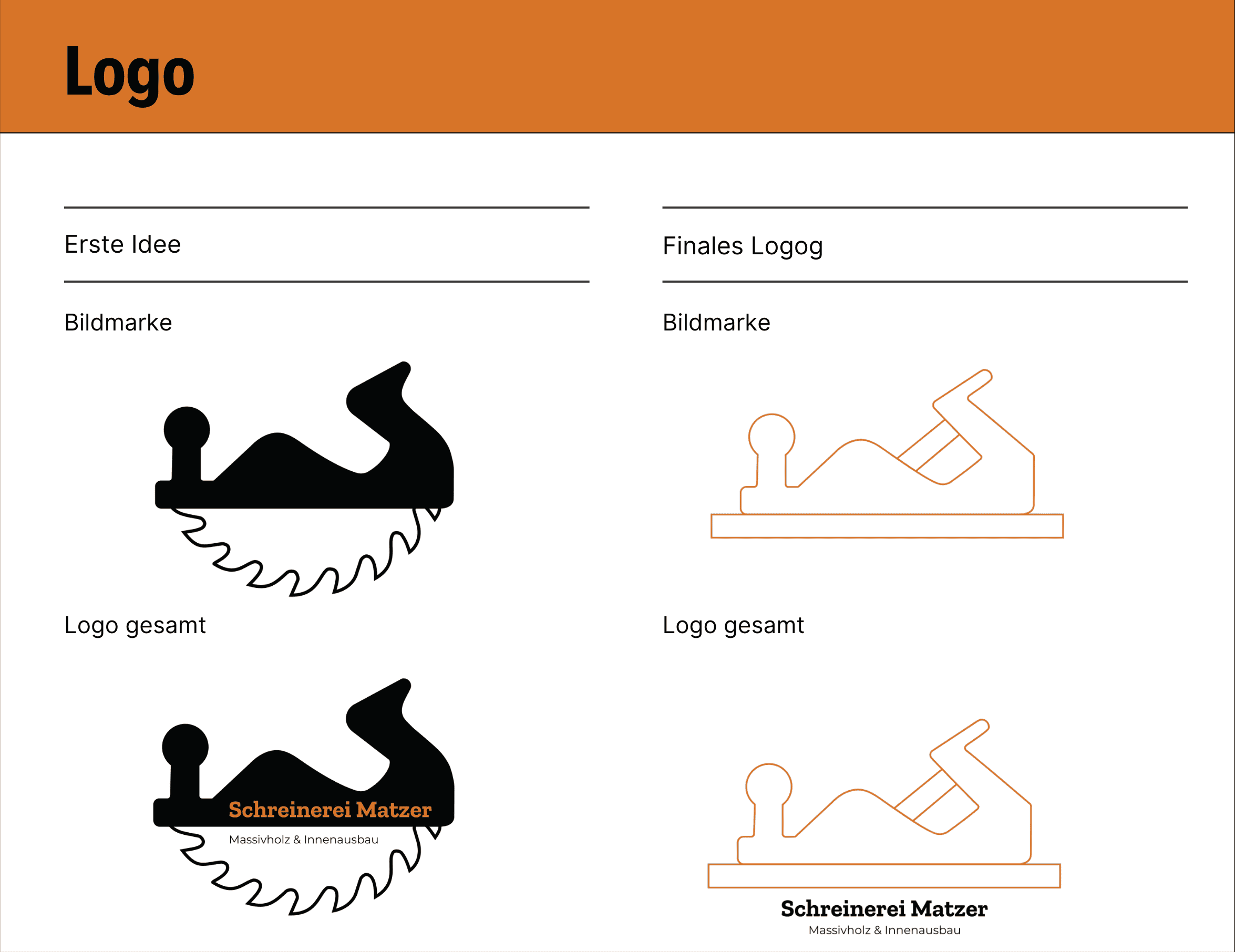 Logoideen für den Kunden Schreinerei Matzer